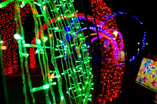 colorful of neon light in new year