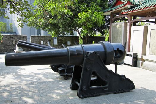 Ancient cannon in the Chinese museum outdoor