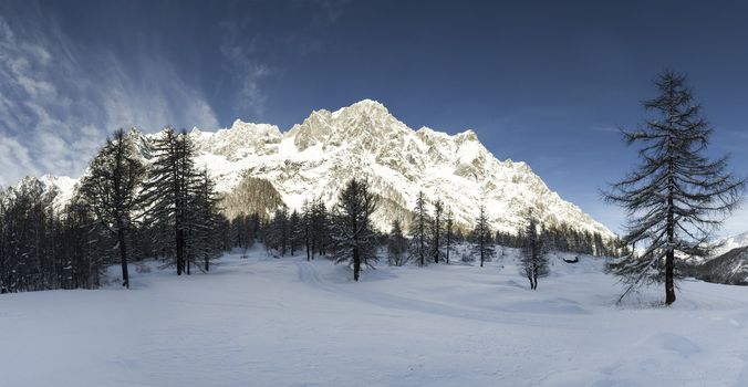 Mont Blanc: panorama from the Val Ferret, Aosta Valley - Italy