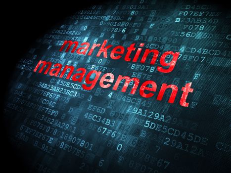 Marketing concept: pixelated words Marketing Management on digital background, 3d render