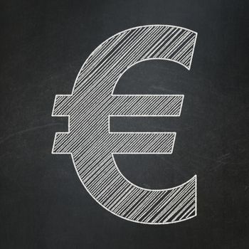 Currency concept: Euro icon on Black chalkboard background, 3d render