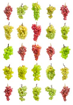 Collection of grapes isolated on white background