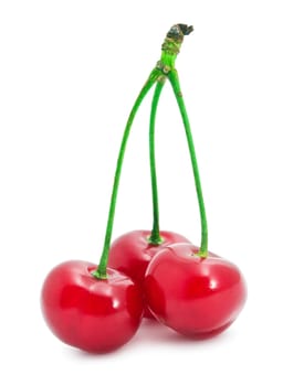 Beautiful red cherry isolated on white background