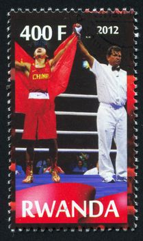 RWANDA - CIRCA 2012: stamp printed by Rwanda, shows boxing, circa 2012