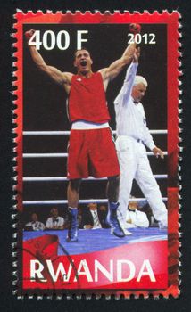 RWANDA - CIRCA 2012: stamp printed by Rwanda, shows boxing, circa 2012