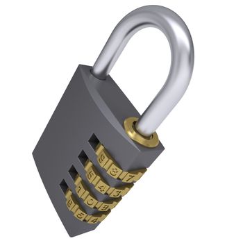 Combination padlock. Isolated render on a white background