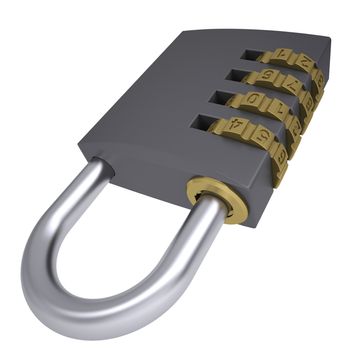 Combination padlock. Isolated render on a white background