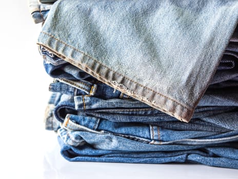 Blue jeans on white background