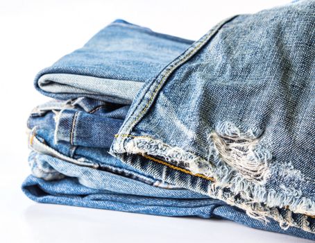 Blue jeans on white background