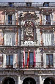 Famous Casa de la Panaderia on Plaza Mayor in Madrid, Spain