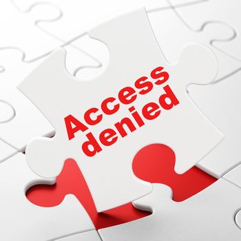 Protection concept: Access Denied on White puzzle pieces background, 3d render