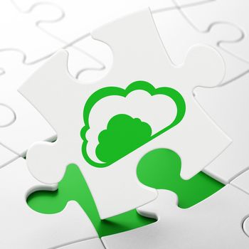 Cloud networking concept: Cloud on White puzzle pieces background, 3d render