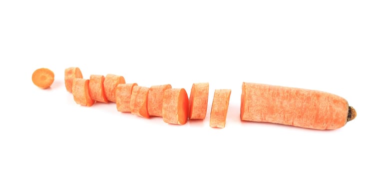 Raw carrot sliced. Isolated on a white background.