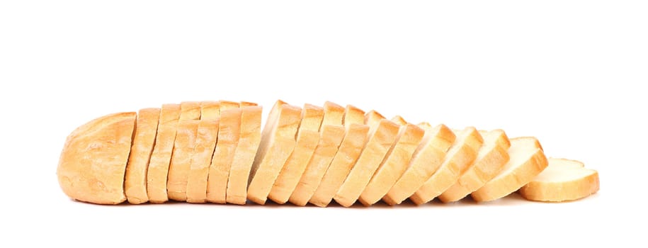 Sliced white loaf of bread. Isolated on a white background.