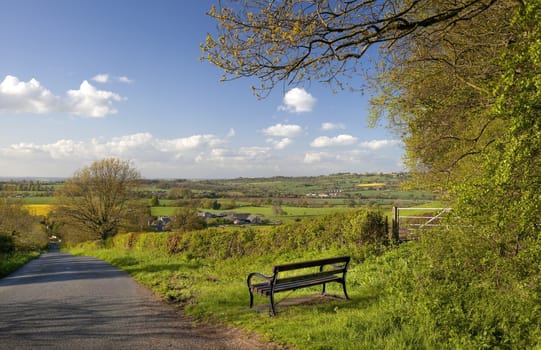 On the lane to Blockley looking towards Broad Campden, Cotswolds, Gloucestershire, England.