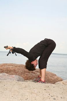 Nordic walk at the beach