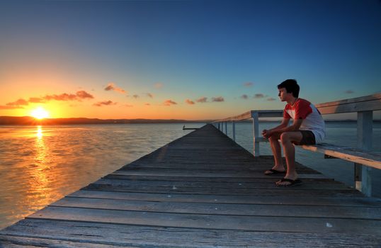 Letting go of all lifes stresses and tensions, sitting quietly and watching the sunset  A peaceful soul makes life more loveable.