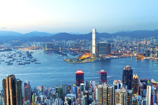 Hong Kong skyline at sunset