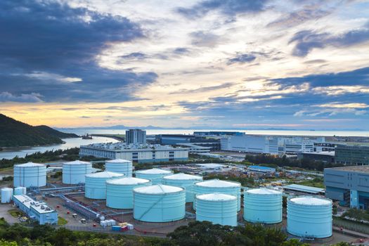 Oil tanks at twlight 