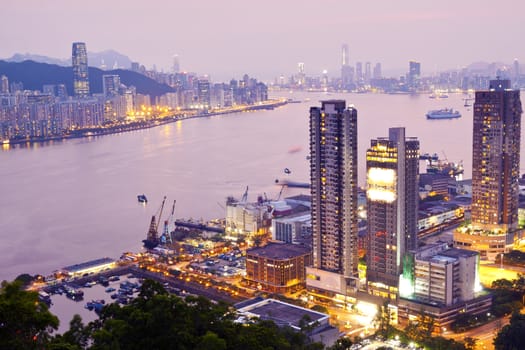 Hong Kong city at sunset