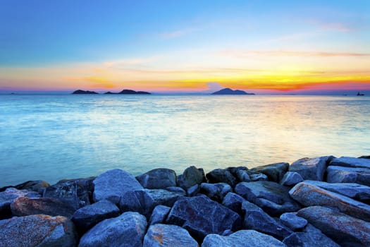 Tropical sea water at sunset