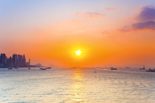 Sunset sea in Hong Kong