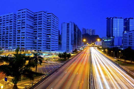 Traffic in city at night