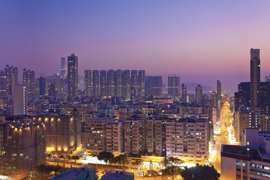 Crowded downtown high density area in Hong Kong