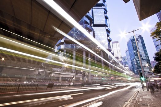 Light trails in Hong Kong at night