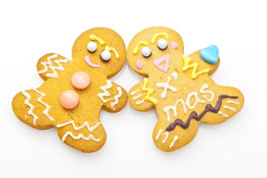 Ginger bread man cookies isolated on white background