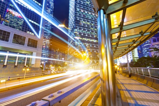 Traffic in Hong Kong at night