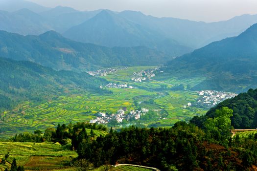 Rural landscape in Wuyuan, China.