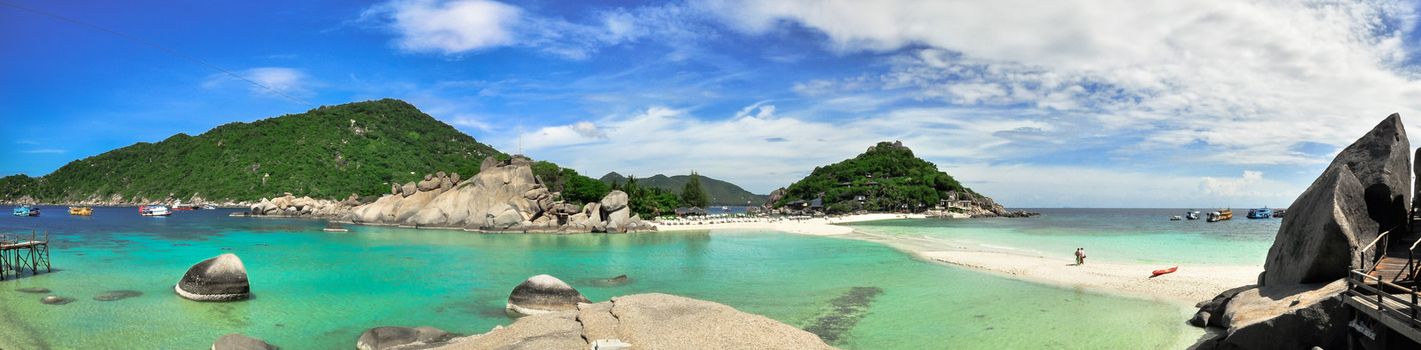 Perfect tropical bay Panorama on Koh Tao a paradise island in Thailand, Asia.