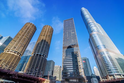 View of skyscrapers in downtown Chicago, USA