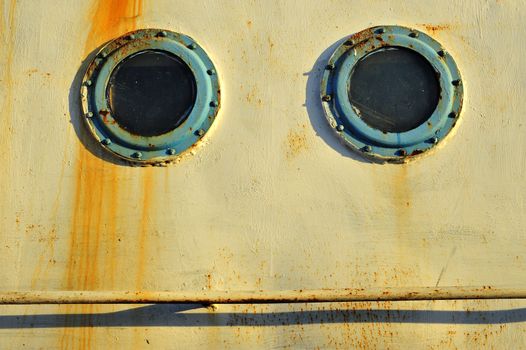 Portholes on the old rust ships 