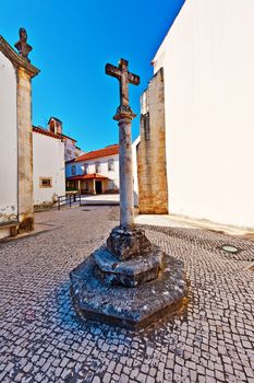 Cross on the Street in the Medieval Portuguese City 