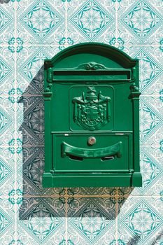  Post Box on the Wall Decorated with Portuguese Ceramic Tiles