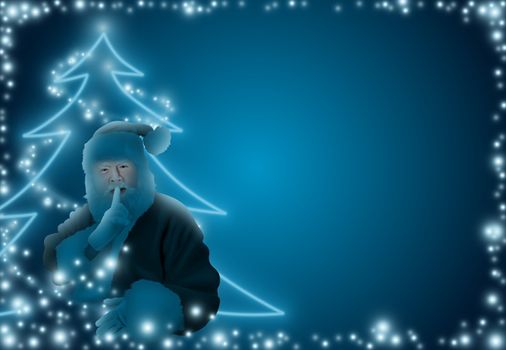 Blue Christmas Greetings with Santa, Bitmap Background Illustration
