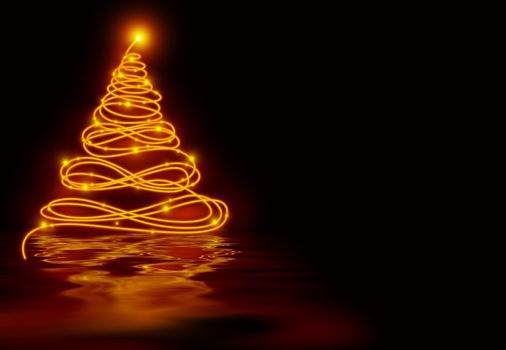Glowing Christmas Tree and Ripple Effect, Bitmap Background Illustration
