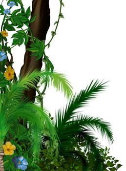 Jungle Vegetation - Tropical Plants, Background Illustration
