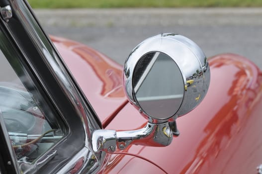 red car with mirror chromed demonstration