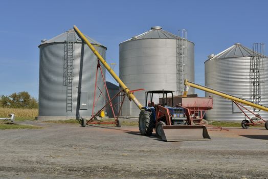 trasfer of corn crop into silos