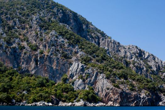 Wooded mountain and sea in Asia Minor

