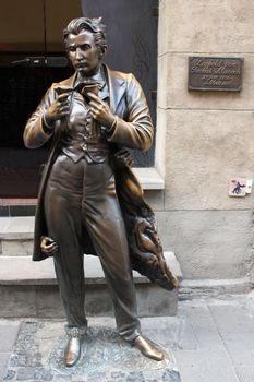 monument of founder of masochism Leopold Ritter von Sacher-Masoch in Lvov city