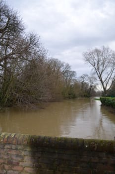 The River Ouse in Sussex, England at its highest level for many years due to heavy rainfall in January 2014. Image taken at Barcombe Mills.