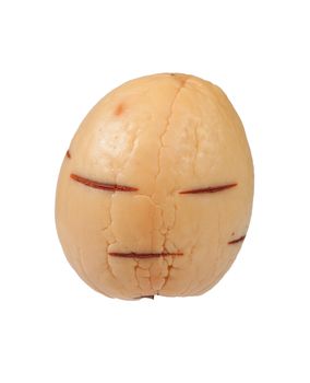 avocado seed in the form of a man's head on white background 
