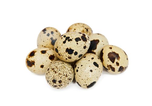 Quail eggs isolated on the white background
