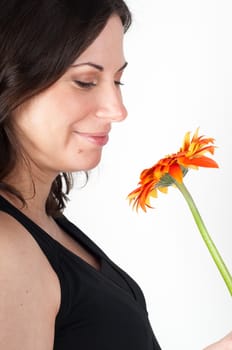 Shot of young beautiful woman on light background