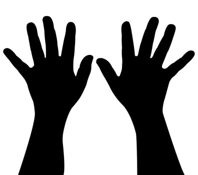 a pair child hand silhouette,vector