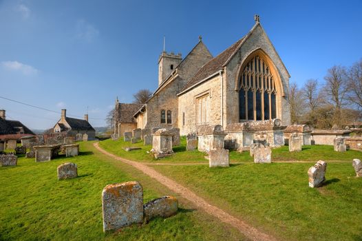The old church at Swinbrook, Gloucestershire, England.